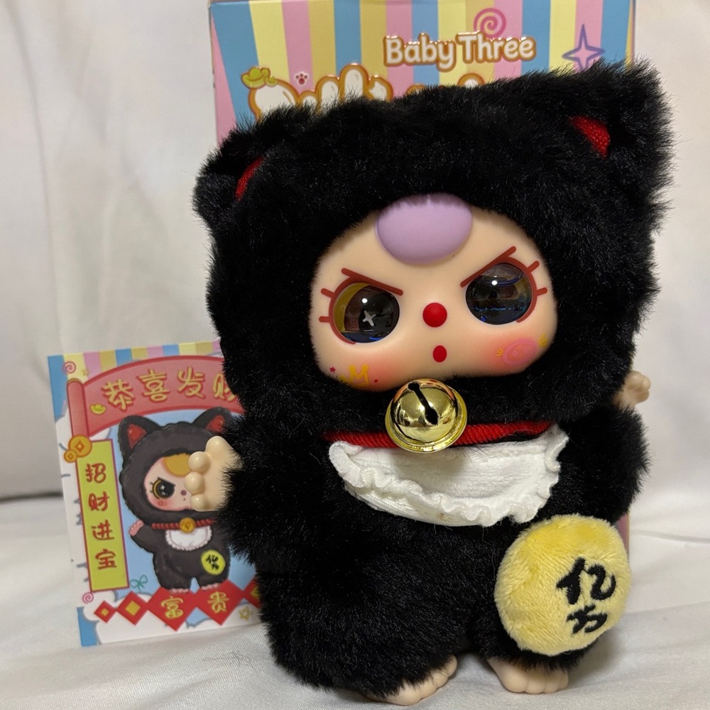 Authentic🌸Baby Three Billionaire Cat series Confirmed-[Wealth] Black Plush NEW
